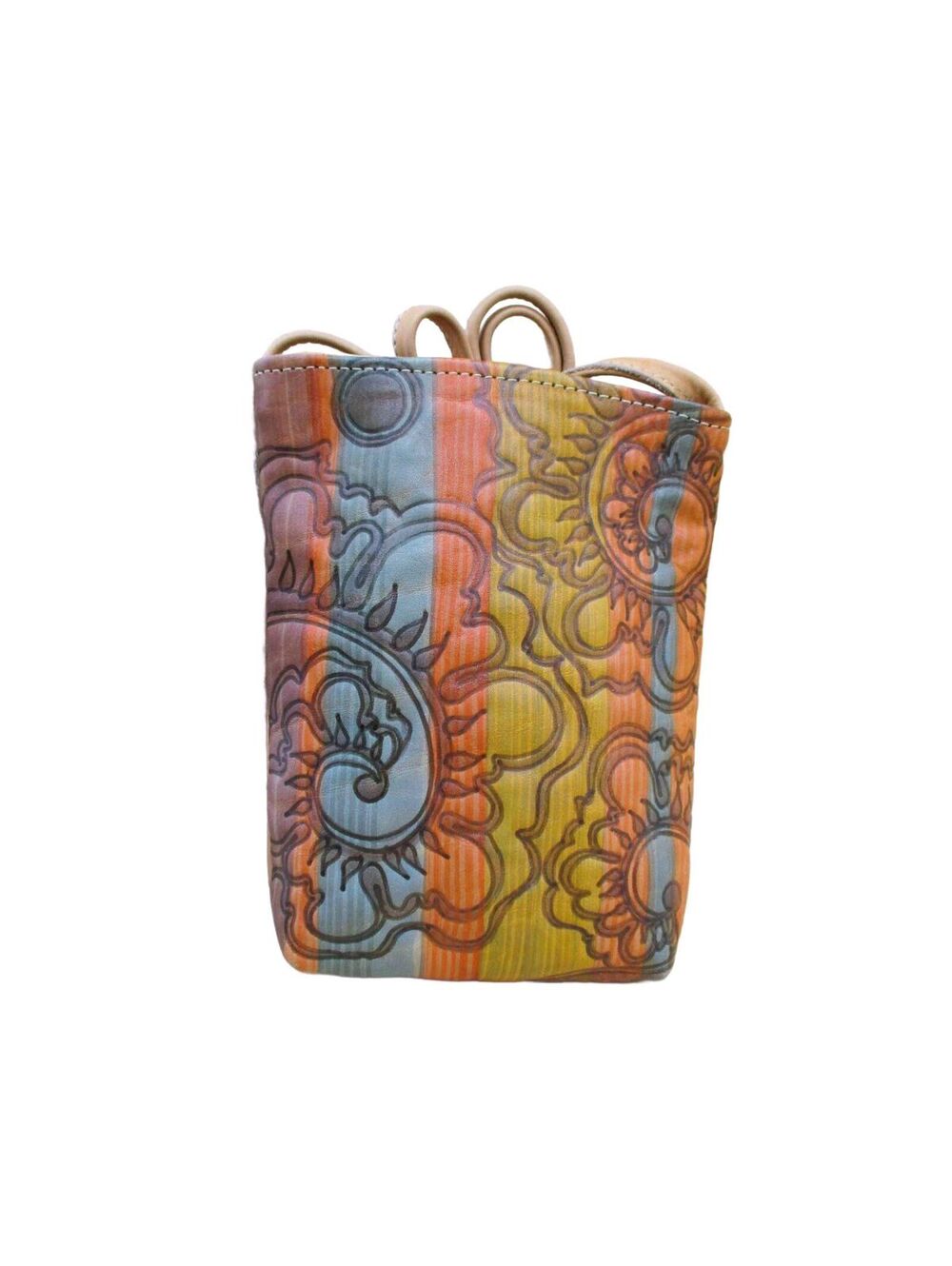 Dodo Vintage Leather Crossbody Bag Multicolor Quilted Tooled Boho Purse